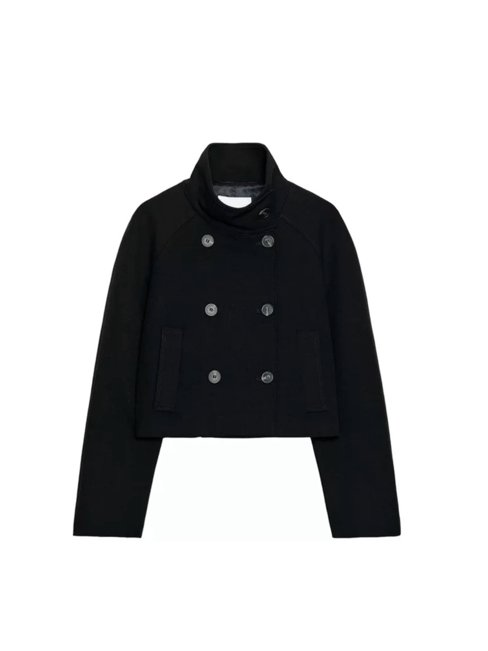 Zara Black CROPPED DOUBLE-BREASTED JACKET Size S